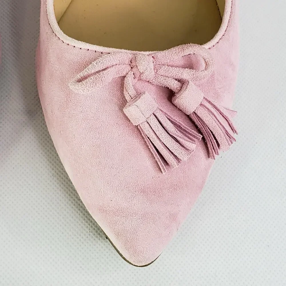 Talbots Flats Ballet Poppy Bow Suede Pink Slip On Women’s Size 8